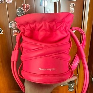 Alexander McQueen Pink Leather The Soft Curve Bucket Bag